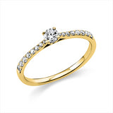 Ring 14 kt GG, 1 Brill. 0,15 ct, TW-si, 16 Brill. 0,15 ct, TW-si