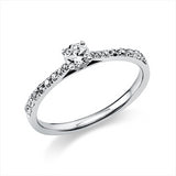 Ring 14 kt WG, 1 Brill. 0,20 ct, TW-si, 16 Brill. 0,17 ct, TW-si