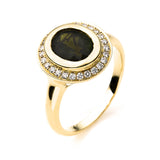 Ring 18 kt GG, 22 Brill. 0,20 ct, TW-vsi/si, 1 Turmalin 2,10 ct grün