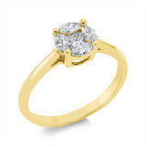 Ring 18 kt GG, 1 Princ. 0,15 ct, TW-si, 4 Brill. 0,37 ct, TW-si