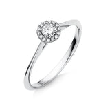 Ring 18 kt WG, 1 Brill. 0,13 ct, TW-si, 14 Brill. 0,06 ct, TW-si