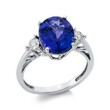 Ring 14 kt WG, 2 Brill. 0,28 ct, TW-si, 1 Tansanit 4,65 ct blau