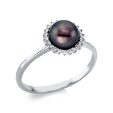 Ring 14 kt WG, 22 Brill. 0,10 ct, TW-vsi/si, 1 TA schwarz