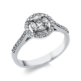Ring 18 kt WG, 1 Princ. 0,08 ct, TW-vsi/si, 4 Nav. 0,15 ct, TW-vsi/si, 34 Brill. 0,27 ct, TW-vsi/si