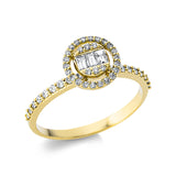 Ring 18 kt GG, 3 Bag. 0,13 ct, TW-si, 46 Brill. 0,27 ct, TW-si
