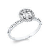 Ring 18 kt WG, 3 Bag. 0,13 ct, TW-si, 46 Brill. 0,27 ct, TW-si