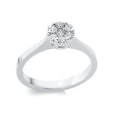 Ring 18 kt WG, 1 Brill. 0,08 ct, TW-si, 6 Brill. 0,22 ct, TW-si