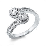 Ring 18 kt WG, 2 Brill. 0,63 ct, TW-si, 24 Trap. 0,30 ct, TW-si, 92 Brill. 0,18 ct, TW-si