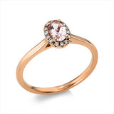 Ring 18 kt RG, 14 Brill. 0,08 ct, TW-si, 1 Morganit 0,38 ct pink