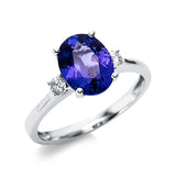 Ring 18 kt WG, 2 Brill. 0,15 ct, TW-si, 1 Tansanit 2,12 ct blau