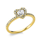 Ring 18 kt GG, 1 Herzschl. 0,40 ct, TW-si, 42 Brill. 0,23 ct, TW-si