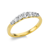 Ring 18 kt GG, Fassung rhodiniert, 6 Brill. 0,50 ct, TW-si, 1 Brill. 0,14 ct, TW-si