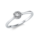 Ring 18 kt WG, 1 Brill. 0,10 ct, TW-si, 8 Brill. 0,10 ct, TW-si