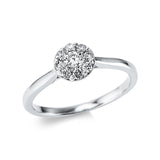 Ring 18 kt WG, 1 Brill. 0,15 ct, TW-si, 8 Brill. 0,18 ct, TW-si