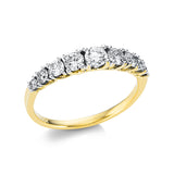 Ring 18 kt GG, Fassung rhodiniert, 8 Brill. 0,55 ct, TW-si, 1 Brill. 0,20 ct, TW-si