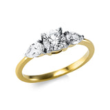 Ring 18 kt GG, 2 Tropfen 0,40 ct, TW-si, 1 Brill. 0,60 ct, TW-si