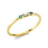 Ring 18 kt GG, 1 Bag. 0,03 ct, TW-si, 2 Smaragde 0,03 ct grün