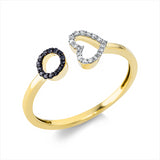 Ring 18 kt GG, 18 Brill. 0,05 ct, TW-si, 14 Brill. 0,05 ct, schwarz
