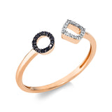 Ring 18 kt RG, 16 Brill. 0,04 ct, TW-si, 14 Brill. 0,05 ct, schwarz