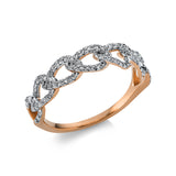 Ring 18 kt RG, Fassung rhodiniert, 44 Brill. 0,22 ct, TW-si, 28 Brill. 0,11 ct, TW-si