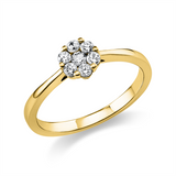 Ring 14 kt GG, 5 Brill. 0,19 ct, TW-si, 2 Brill. 0,07 ct, TW-si