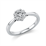 Ring 18 kt WG, 1 Brill. 0,09 ct, TW-si, 6 Brill. 0,33 ct, TW-si