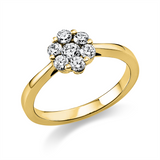 Ring 18 kt GG, 1 Brill. 0,13 ct, TW-si, 6 Brill. 0,38 ct, TW-si