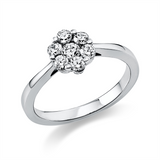 Ring 14 kt WG, 1 Brill. 0,13 ct, TW-si, 6 Brill. 0,39 ct, TW-si