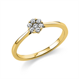 Ring 14 kt GG, 1 Brill. 0,04 ct, TW-si, 6 Brill. 0,13 ct, TW-si