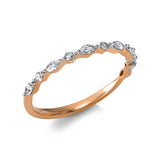 Ring 18 kt RG, teils rhodiniert, 11 Nav. 0,25 ct, TW-si