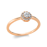 Ring 18 kt RG, 1 Brill. 0,18 ct, TW-si, 12 Brill. 0,09 ct, TW-si