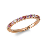 Ring 18 kt RG, 4 Brill. 0,08 ct, TW-si, 8 Saphire 0,21 ct pink, 3 Saphire 0,08 ct orange