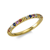Ring 18 kt GG, 2 Brill. 0,04 ct, TW-si, 13 Saphire 0,37 ct fancy