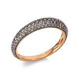 Ring 18 kt RG, Fassung schwarz rhodiniert, 131 Brill. 0,81 ct, braun
