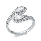 Ring 18 kt WG, 1 Nav. 0,30 ct, TW-vsi, 1 Tropfen 0,31 ct, TW-vsi, 71 Brill. 0,49 ct, TW-vsi