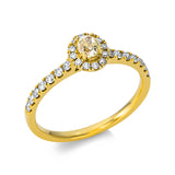 Ring 18 kt GG, 1 Oval 0,23 ct, gelb-si, 26 Brill. 0,26 ct, TW-si
