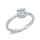 Ring 18 kt WG, 1 Princ. 0,10 ct, TW-si, 4 Nav. 0,32 ct, TW-si