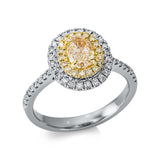 Ring 18 kt WG+GG, 38 Brill. 0,27 ct, TW-si, 1 Oval 0,72 ct, gelb, 18 Brill. 0,11 ct, gelb