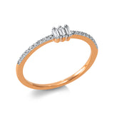 Ring 18 kt RG, 3 Bag. 0,09 ct, TW-si, 18 Brill. 0,09 ct, TW-si
