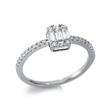 Ring 18 kt WG, 22 Brill. 0,18 ct, TW-si, 5 Bag. 0,17 ct, TW-si