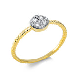 Ring 18 kt GG, teils rhodiniert, 9 Brill. 0,20 ct, TW-si