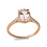 Ring 14 kt RG, 8 Dia. 0,03 ct, TW-si, 1 Morganit 1,54 ct pink