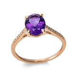 Ring 14 kt RG, 8 Dia. 0,03 ct, TW-si, 1 Amethyst 1,49 ct lila