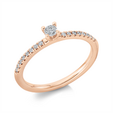 Ring 18 kt RG, 1 Brill. 0,10 ct, TW-si, 16 Brill. 0,10 ct, TW-si