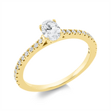 Ring 18 kt GG, 1 Oval 0,39 ct, TW-si, 22 Brill. 0,15 ct, TW-si