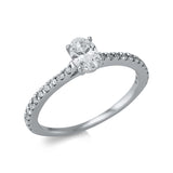Ring 18 kt WG, 1 Oval 0,41 ct, TW-si, 22 Brill. 0,15 ct, TW-si