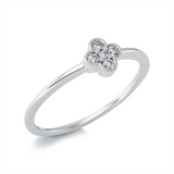 Ring 18 kt WG, 1 Brill. 0,01 ct, TW-si, 4 Brill. 0,08 ct, TW-si