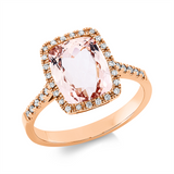 Ring 18 kt RG, 36 Brill. 0,17 ct, TW-si, 1 Morganit 3,00 ct pink
