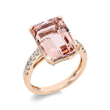 Ring 18 kt RG, 10 Brill. 0,21 ct, TW-si, 1 Morganit 7,34 ct pink