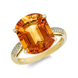 Ring 18 kt GG, 26 Brill. 0,12 ct, TW-si, 1 Citrin 6,60 ct mandarin